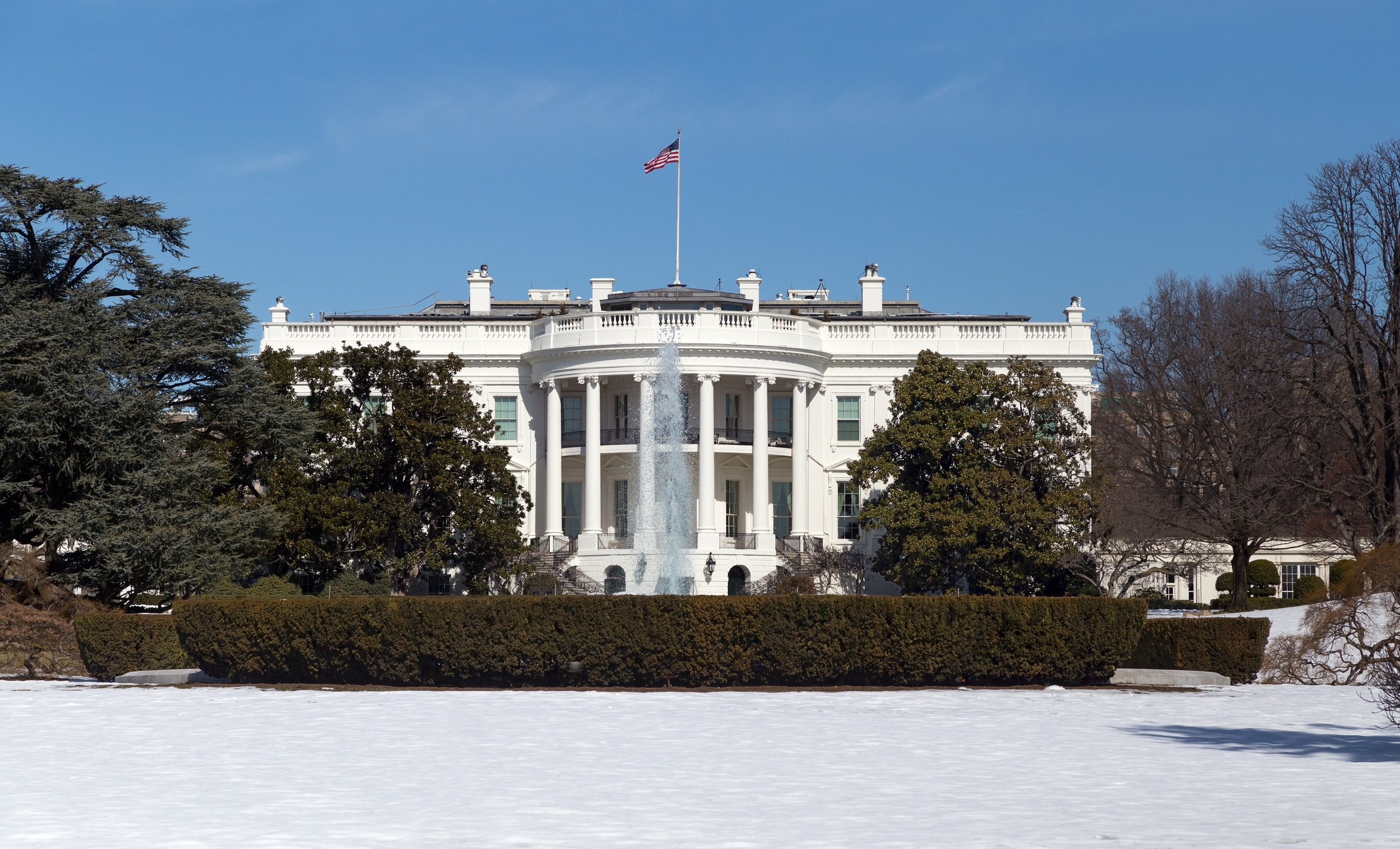 The White House backyard covered in snow - symbolizing policy discussions on Health Equity Playbook